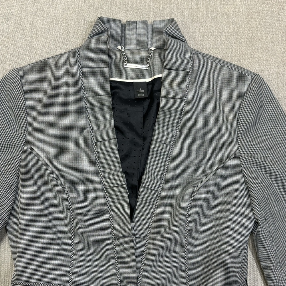 Grey Ruffle Belted Blazer - Picture 6 of 11